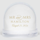 Elegant Mr and Mrs Gold Wedding Monogram Photo Sneeuwbol (Achterkant)