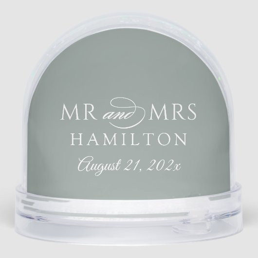 Elegant Mr and Mrs Wedding Monogram Photo Sneeuwbol (Achterkant)