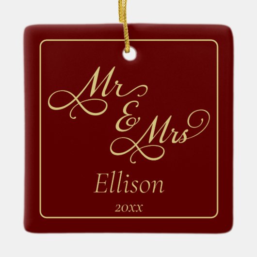Elegant Mr en Mrs Keramisch Ornament (Voorkant)