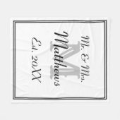 Elegant Mr en Mrs Monogram White Fleece Deken (Voorkant (Horizontaal))
