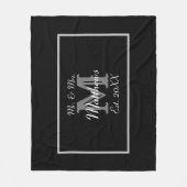 Elegant Mr. en Mrs. Naam Black Wedding Fleece Deken (Voorkant)