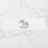 Elegant Mr en Mrs naam bruiloft vrijgezellenfeest Waterfles Etiket (Enkel label)