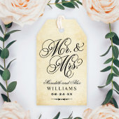 Elegant  Mr en Mrs Script Custom Monogram Cadeaulabel