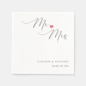Elegant Mr en Mrs Script | Gepersonaliseerde bruil Servet (Voorkant)