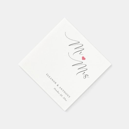 Elegant Mr en Mrs Script | Gepersonaliseerde bruil Servet (Hoek)