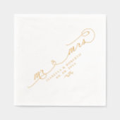 Elegant Mr & Mrs Calligraphy Script Bruiloftsgoud Folie Servetten (Voorkant)