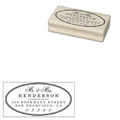 Elegant Mr & Mrs Familienaam Script Ovaal Bruiloft Rubberstempel (Gestempeld)