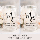 Elegant Mr. Mrs. Gepersonaliseerde bruiloft Blikvorm Glas