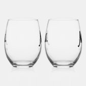 Elegant Mr & Mrs + Naam Bruiloft Passen getrouwd Wijnglas Zonder Voet (Links)