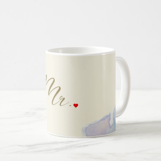 Elégant Mr Mug - Fleurs Bleues Douces & Scri Class (Devant droit)