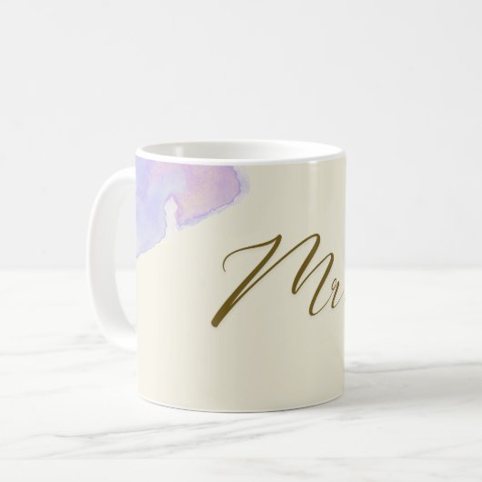 Elégant Mr Mug - Fleurs Bleues Douces & Scri Class (Devant gauche)