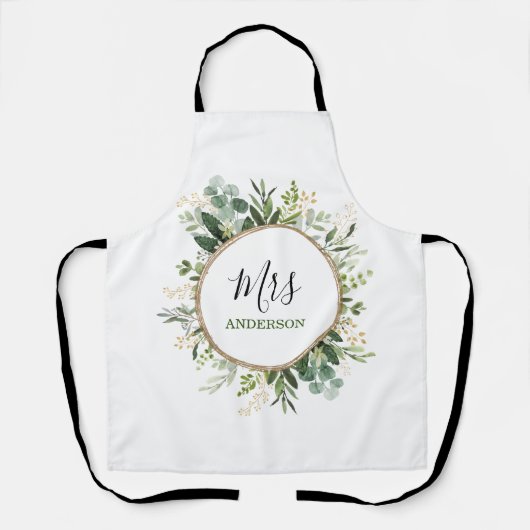 Elegant Mrs Greenery Gold Custom Wedding Monogram Schort (Voorkant)