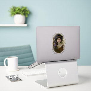Elegant Mucha Style Portret van een mooie vrouw Sticker
