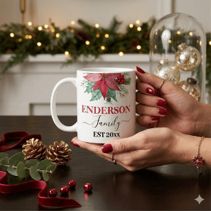 Élégant Mug de café de vacances avec verdure rouge