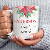 Élégant Mug de café de vacances avec verdure rouge