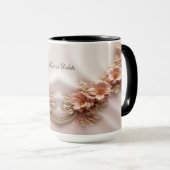 Élégant Mug Floral Orange Pêche (Devant droit)