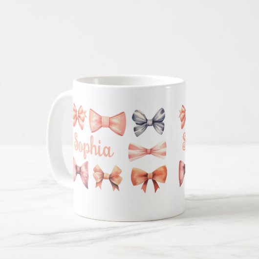 Elegant Mug with Romantic Bows - Personalized Gift (Devant gauche)