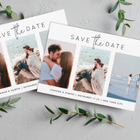Elegant Multi Black White Text Photo Save Date