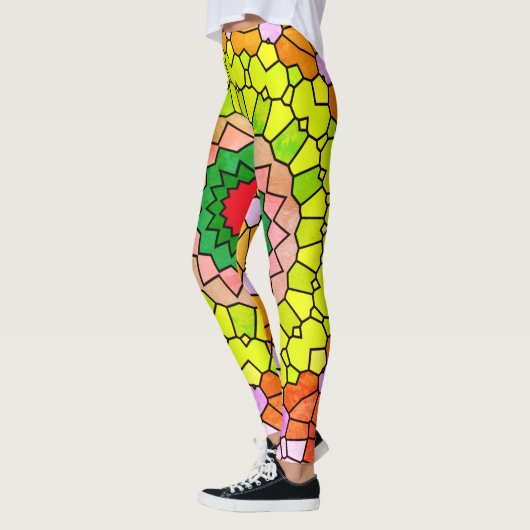 Elegant multi- en Blue Bright-patroon Leggings (Links)