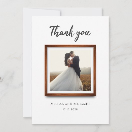 Elegant Multi Foto Script Bruiloft Bedankkaart (Voorkant)