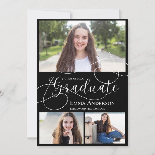 Elegant Multi Photo 2025 Afstuderen Aankondiging (Voorkant)