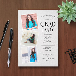 Elégant Multi Photo Graduation Invitation