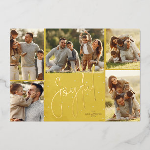 Elegant Multi Photo Joyful Gold Folie Feestdagenkaart
