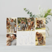Elegant Multi Photo Joyful Silver Folie Feestdagenkaart (Staand Voorkant)