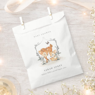 Elegant mum deer Fawn Floral Crest Baby shower Bedankzakje