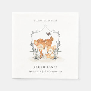 Elegant mum deer Fawn Floral Crest Baby shower Servet