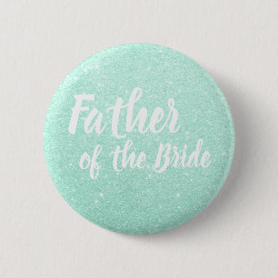Elegant munt groene glitter vader van de bruid ronde button 5,7 cm
