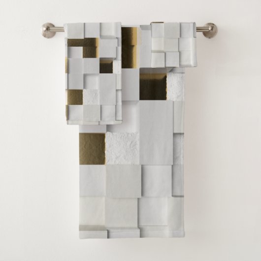 Elégant mur Cube art 3D - blanc et or (En situation)