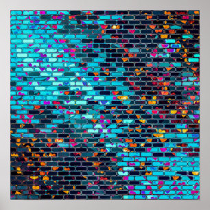 Elégant mur de briques Abstrait moderne   Poster