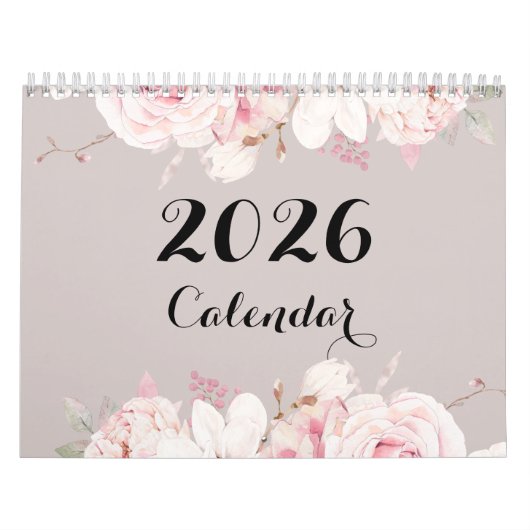 Élégant mur floral Calendrier 2026 (Protection)
