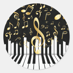 Elegant Music Note Luxe piano-toetsen Ronde Sticker