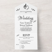 Elegant Music Wedding Theme All In One Uitnodiging (Binnen)