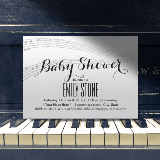 Elegant Musical Baby shower Kaart