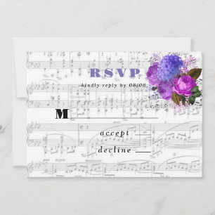 Elegant Musical Floral Wedding RSVP Kaarten