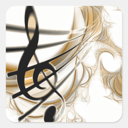 Elegant Musical Note Vierkante Sticker (Voorkant)