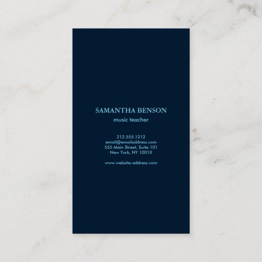 Elégant musicien Carte de visite avec note de musi (Dos)