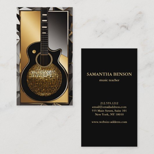 Elégant musicien Carte de visite avec note de musi (Devant / Derrière)