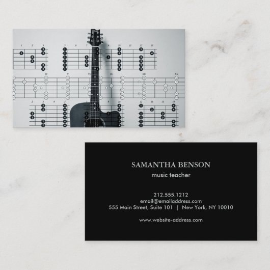 Elégant musicien Carte de visite avec note de musi (Devant / Derrière)