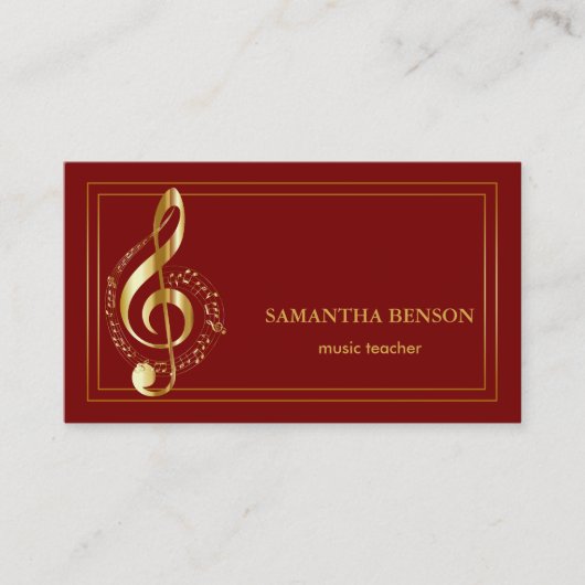 Elégant musicien Carte de visite avec note de musi (Devant)