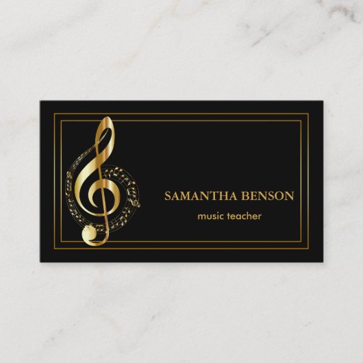 Elégant musicien Carte de visite avec note de musi (Devant)