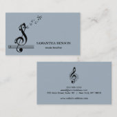 Elégant musicien Carte de visite avec note de musi (Devant / Derrière)