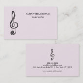 Élégant musicien Carte de visite avec note de musi (Devant / Derrière)
