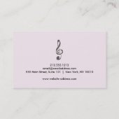 Élégant musicien Carte de visite avec note de musi (Dos)