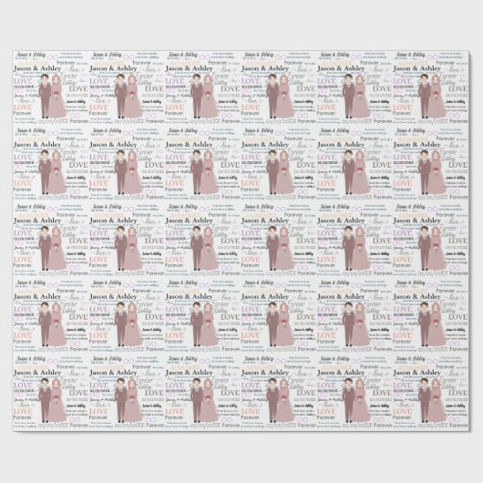 Elegant Muslim Bride en Groom Names/Datum Cadeaupapier (Vlak)