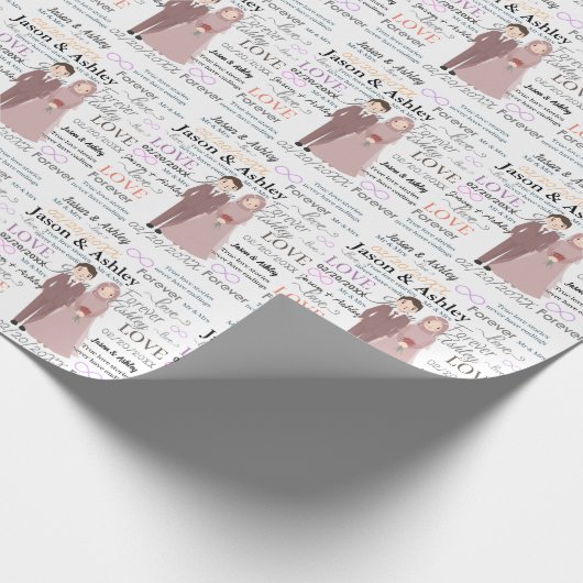 Elegant Muslim Bride en Groom Names/Datum Cadeaupapier (Hoek)