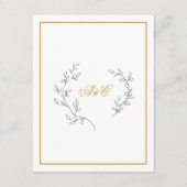 Elegant Mustard Yellow Monogram Weddenschap Detail Informatiekaartje (Achterkant)